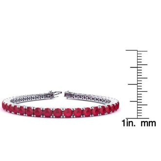 7 Carat Ruby Tennis Bracelet In 14 Karat White Gold, 7 Inches