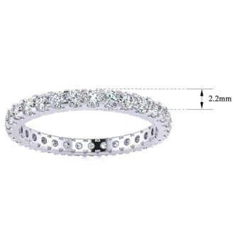1 Carat Round Diamond Eternity Ring In 14 Karat White Gold, Ring Size 4.5