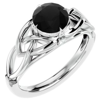 1 1/2 Carat Celtic Love Knot Black Moissanite Engagement Ring In 14 Karat White Gold