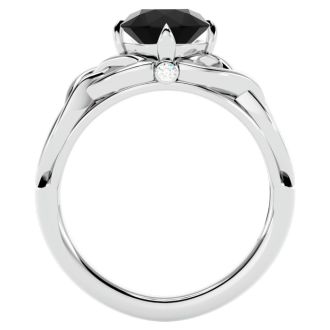 1 1/2 Carat Celtic Love Knot Black Moissanite Engagement Ring In 14 Karat White Gold