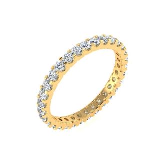 1 Carat Round Diamond Eternity Ring In 14 Karat Yellow Gold, Ring Size 4.5