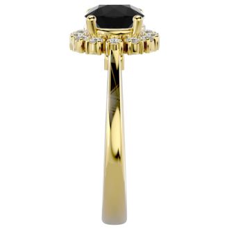 1 3/4 Carat Halo Black Moissanite Engagement Ring In 14 Karat Yellow Gold