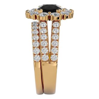 3 1/2 Carat Black Moissanite Bridal Set In 14 Karat Yellow Gold