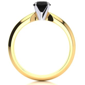 3/4 Carat Black Moissanite Solitaire Engagement Ring In 14 Karat Yellow Gold