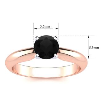 3/4 Carat Black Moissanite Solitaire Engagement Ring In 14 Karat Rose Gold