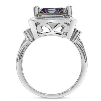 5 Carat Mystic Topaz and Halo Diamond Ring. Incredible Gorgous Gemstone!