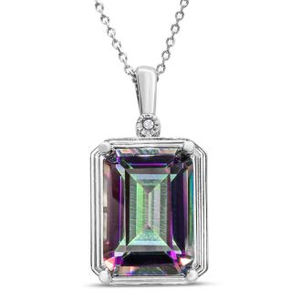 10 Carat Mystic Topaz Necklace With Diamond, 18 Inches