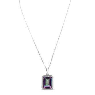 10 Carat Mystic Topaz Necklace With Diamond, 18 Inches