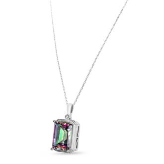10 Carat Mystic Topaz Necklace With Diamond, 18 Inches