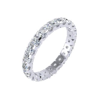 2 Carat Round Diamond Eternity Ring In 14 Karat White Gold, Ring Size 4.5