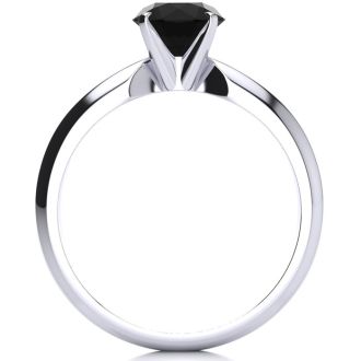1 Carat Black Diamond Solitaire Engagement Ring In 14 Karat White Gold