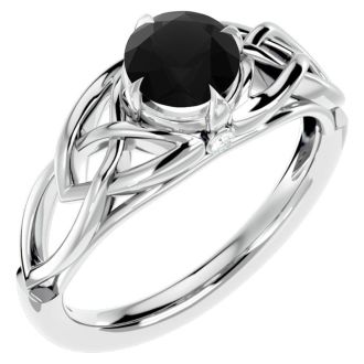 1 Carat Celtic Love Knot Black Diamond Engagement Ring In 14 Karat White Gold