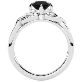 1 Carat Celtic Love Knot Black Diamond Engagement Ring In 14 Karat White Gold