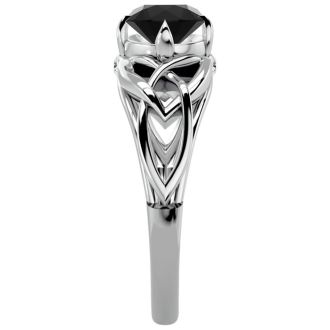 1 Carat Celtic Love Knot Black Diamond Engagement Ring In 14 Karat White Gold