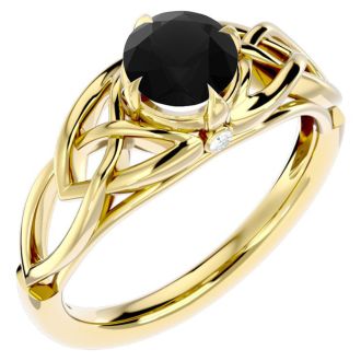 1 Carat Celtic Love Knot Black Diamond Engagement Ring In 14 Karat Yellow Gold