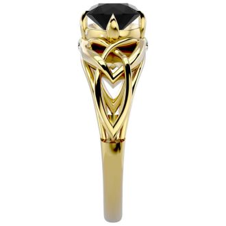 1 Carat Celtic Love Knot Black Diamond Engagement Ring In 14 Karat Yellow Gold