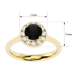 1 1/3 Carat Halo Black Diamond Engagement Ring In 14 Karat Yellow Gold