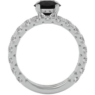 3 1/2 Carat Round Black Diamond Bridal Set In 14 Karat White Gold