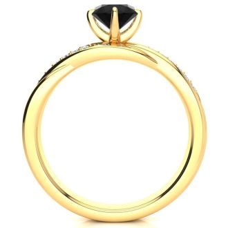 1/2 Carat Black Diamond Engagement Ring In 14 Karat Yellow Gold