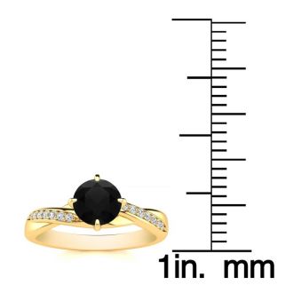 1/2 Carat Black Diamond Engagement Ring In 14 Karat Yellow Gold