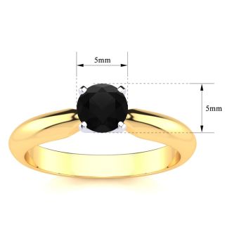 1/2 Carat Black Diamond Solitaire Engagement Ring In 14 Karat Yellow Gold