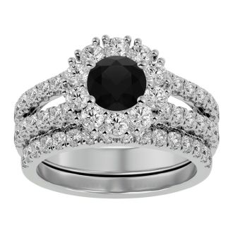 2 1/2 Carat Black Diamond Bridal Set In 14 Karat White Gold