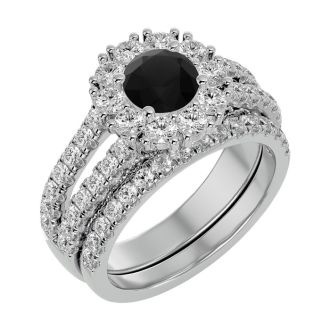 2 1/2 Carat Black Diamond Bridal Set In 14 Karat White Gold