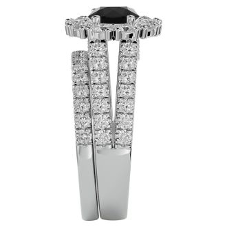 2 1/2 Carat Black Diamond Bridal Set In 14 Karat White Gold