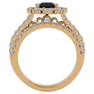 2 1/2 Carat Black Diamond Bridal Set In 14 Karat Yellow Gold