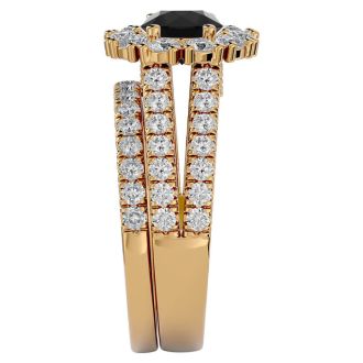 2 1/2 Carat Black Diamond Bridal Set In 14 Karat Yellow Gold