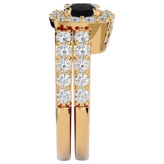 3 Carat Black Diamond Bridal Set In 14 Karat Yellow Gold