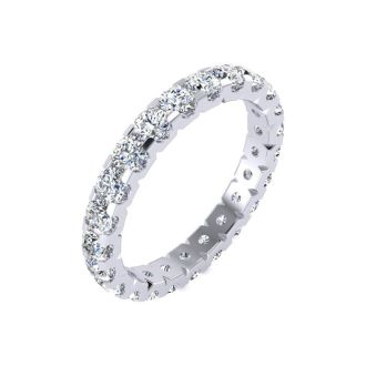 2 Carat Round Diamond Eternity Ring In 14 Karat White Gold, Ring Size 4