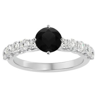 1 3/4 Carat Black Diamond Engagement Ring In 14 Karat White Gold