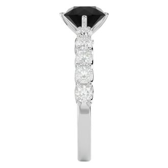 1 3/4 Carat Black Diamond Engagement Ring In 14 Karat White Gold