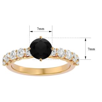 1 3/4 Carat Black Diamond Engagement Ring In 14 Karat Yellow Gold