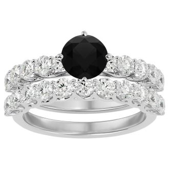 2 1/2 Carat Black Diamond Bridal Set In 14 Karat White Gold