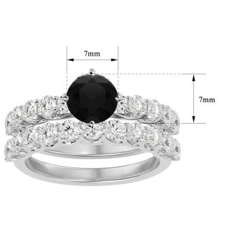 2 1/2 Carat Black Diamond Bridal Set In 14 Karat White Gold