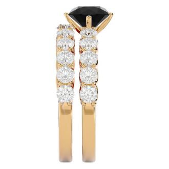 2 1/2 Carat Black Diamond Bridal Set In 14 Karat Yellow Gold