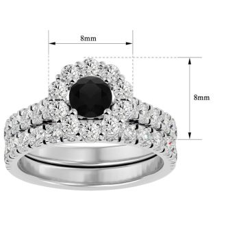 2 Carat Halo Black Diamond Bridal Set In 14 Karat White Gold