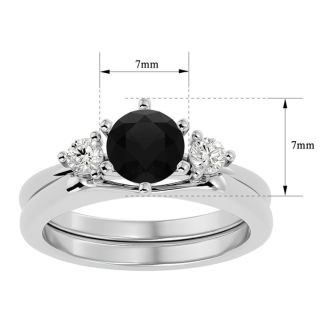 1 Carat Black Diamond Solitaire Ring With 1/5 Carat Enhancer In 14 Karat White Gold