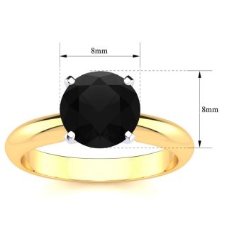 2 Carat Black Diamond Solitaire Engagement Ring In 14 Karat Yellow Gold