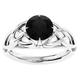 2 Carat Celtic Love Knot Black Diamond Engagement Ring In 14 Karat White Gold