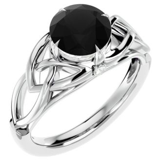 2 Carat Celtic Love Knot Black Diamond Engagement Ring In 14 Karat White Gold