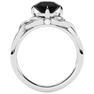 2 Carat Celtic Love Knot Black Diamond Engagement Ring In 14 Karat White Gold