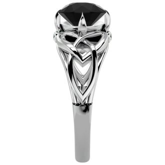 2 Carat Celtic Love Knot Black Diamond Engagement Ring In 14 Karat White Gold