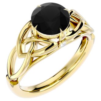 2 Carat Celtic Love Knot Black Diamond Engagement Ring In 14 Karat Yellow Gold