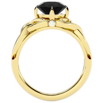 2 Carat Celtic Love Knot Black Diamond Engagement Ring In 14 Karat Yellow Gold