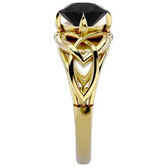 2 Carat Celtic Love Knot Black Diamond Engagement Ring In 14 Karat Yellow Gold