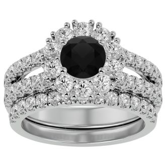 4 1/2 Carat Black Diamond Bridal Set In 14 Karat White Gold
