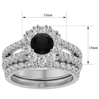 4 1/2 Carat Black Diamond Bridal Set In 14 Karat White Gold